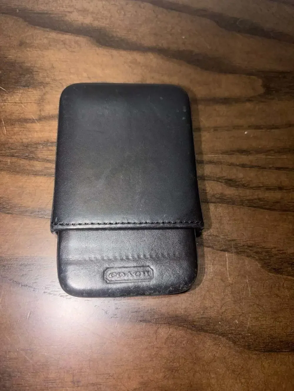 Coach Black 90s Leather Slide Business Card Holder